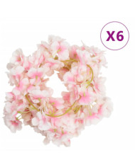 Guirlandes de fleurs de Noël 6 pcs rose clair 180 cm | Mobilier & Déco
