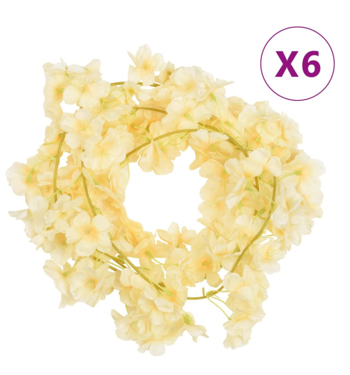 Guirlandes de fleurs de Noël 6 pcs champagne 180 cm | Mobilier & Déco