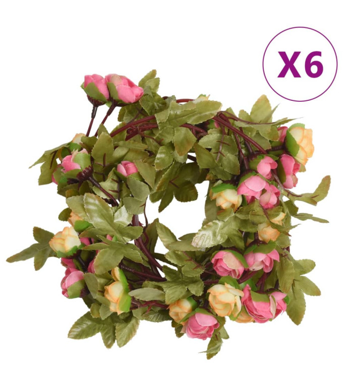 Guirlandes de fleurs de Noël 6 pcs rose 215 cm | Mobilier & Déco