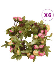 Guirlandes de fleurs de Noël 6 pcs rose 215 cm | Mobilier & Déco