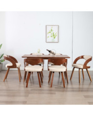 Chaises à manger lot de 6 crème bois courbé et similicuir | Mobilier & Déco