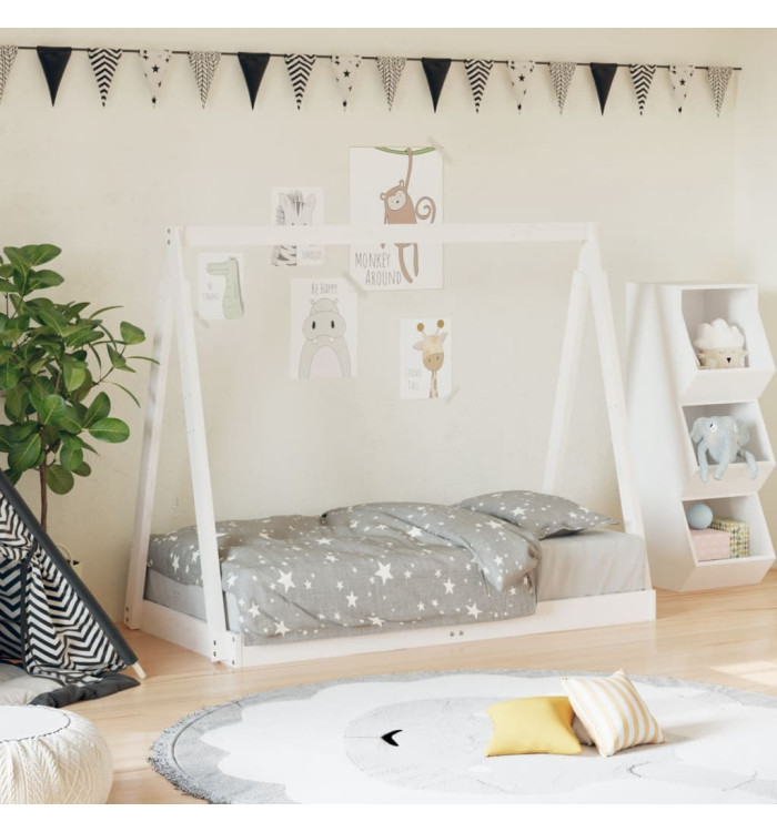 Cadre de lit pour enfant blanc 70x140 cm bois de pin massif | Mobilier & Déco