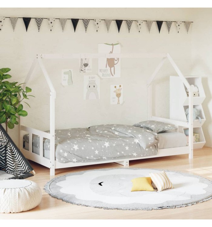 Cadre de lit pour enfants blanc 90x190 cm bois de pin massif | Mobilier & Déco