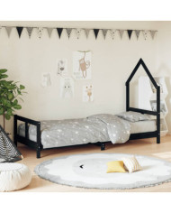 Cadre de lit pour enfants noir 80x200 cm bois de pin massif | Mobilier & Déco