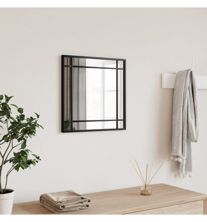 Miroir mural noir 40x40 cm carré fer | Mobilier & Déco