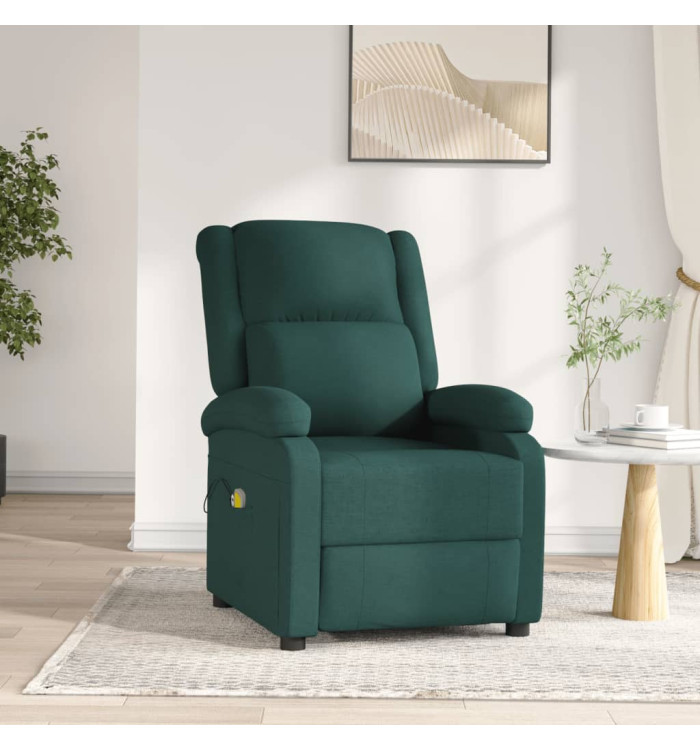 Fauteuil électrique de massage Vert foncé Tissu | Mobilier & Déco