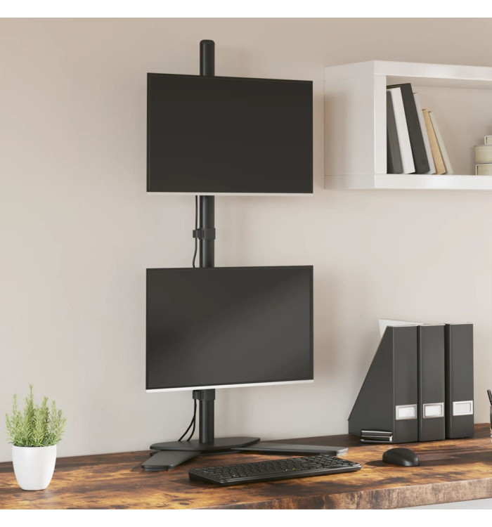 Support de moniteur double noir acier VESA 75/100 mm | Mobilier & Déco