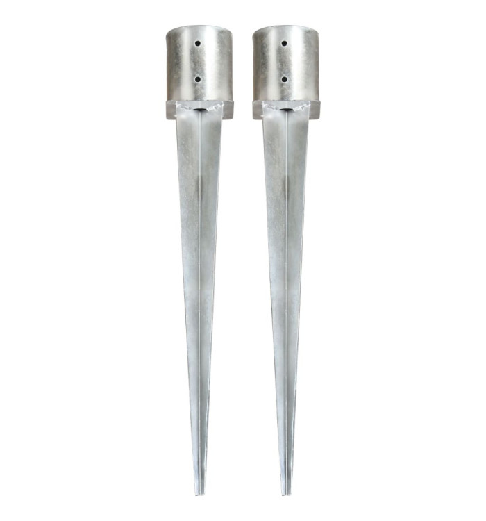 Piquets au sol 2 pcs Argenté 12x91 cm Acier galvanisé | Mobilier & Déco
