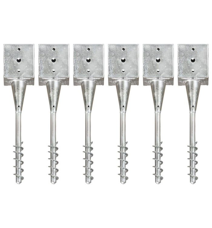 Piquets au sol 6 pcs Argenté 12x12x56 cm Acier galvanisé | Mobilier & Déco
