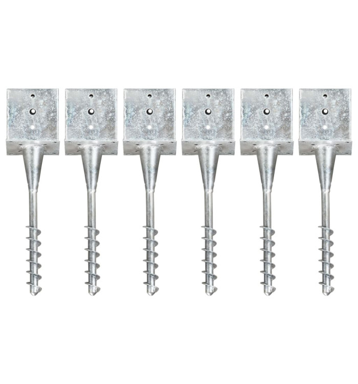 Piquets au sol 6 pcs Argenté 14x14x58 cm Acier galvanisé | Mobilier & Déco