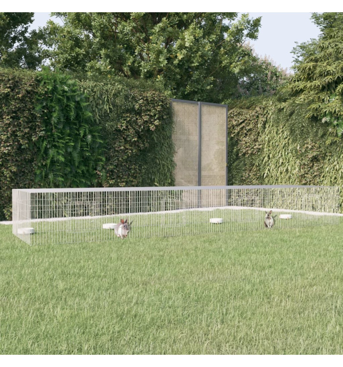 Cage à lapin 4 panneaux 433x109x54 cm Fer galvanisé | Mobilier & Déco