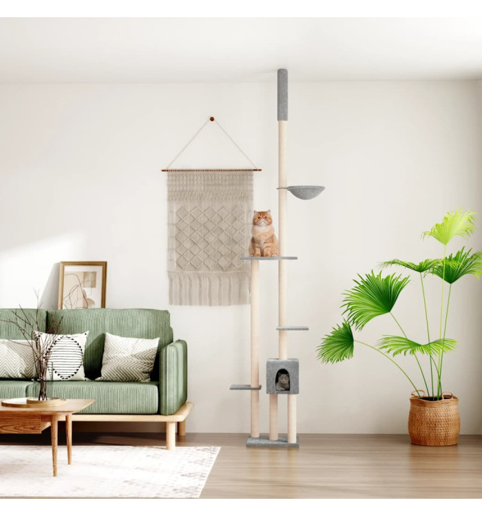 Arbre à chat du sol au plafond Gris clair 258,5-284,5 cm | Mobilier & Déco