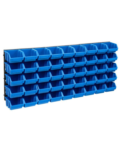 Kit de bacs de stockage et panneaux muraux 48 pcs Bleu et noir | Mobilier & Déco