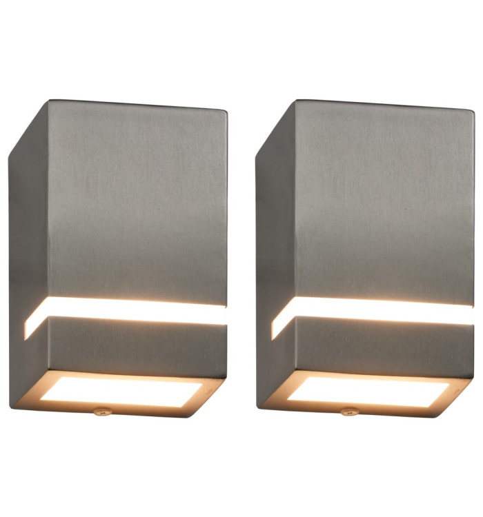 Appliques murales d'extérieur 2 pcs 35 W Argenté Rectangulaire | Mobilier & Déco