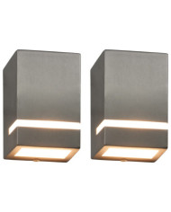 Appliques murales d'extérieur 2 pcs 35 W Argenté Rectangulaire | Mobilier & Déco