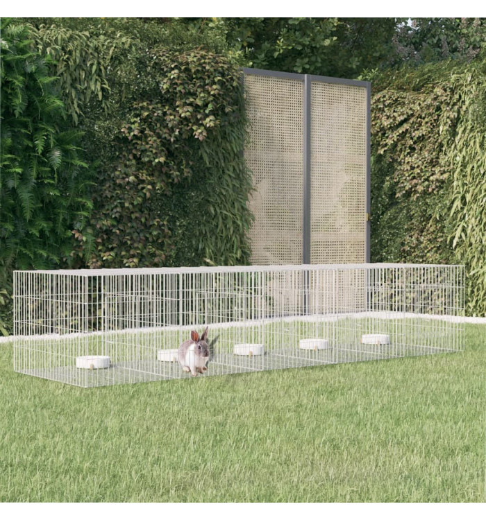 Cage à lapin 5 panneaux 273x79x54 cm Fer galvanisé | Mobilier & Déco