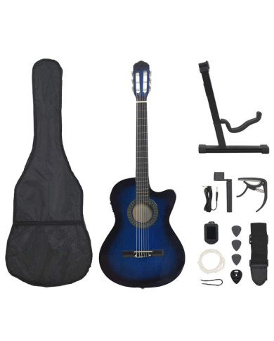 Jeu de guitare 12pcs occidental avec égaliseur et 6 cordes Bleu | Mobilier & Déco