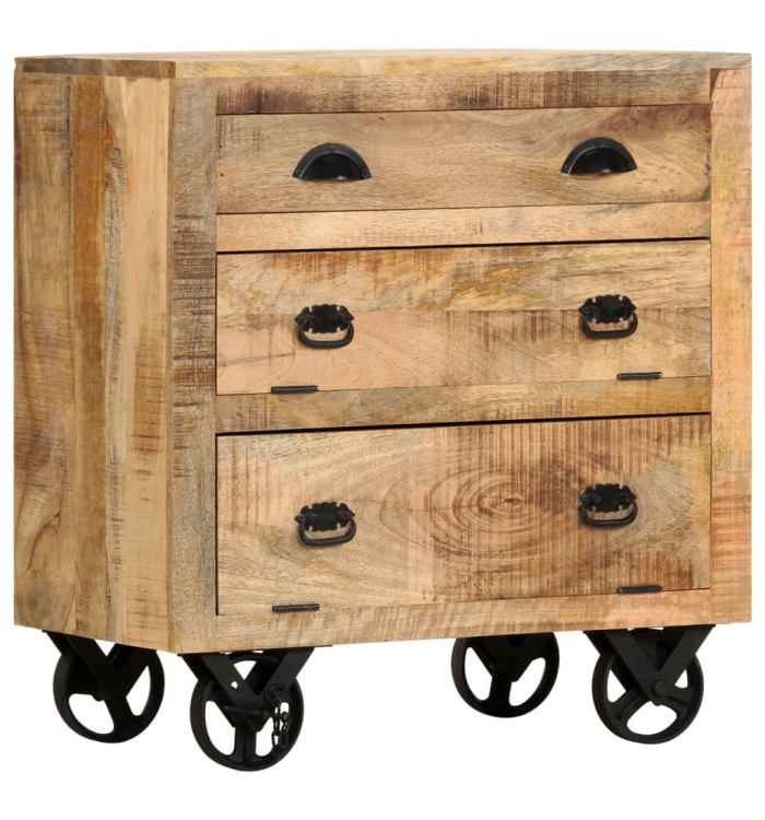 Armoire latérale avec roues 70x40x75 cm Bois de manguier solide | Mobilier & Déco