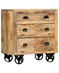 Armoire latérale avec roues 70x40x75 cm Bois de manguier solide | Mobilier & Déco