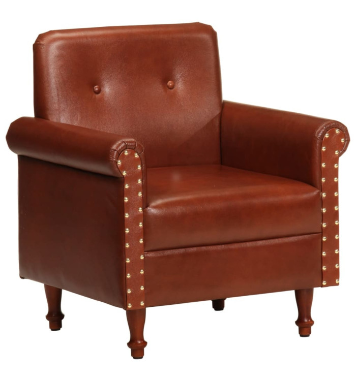 Chaise cabriolet marron cuir véritable | Mobilier & Déco