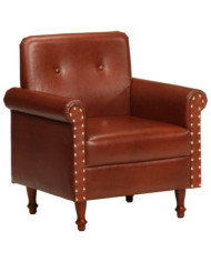 Chaise cabriolet marron cuir véritable | Mobilier & Déco