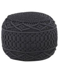 Pouf fait à la main en macramé Anthracite 45x30 cm Coton | Mobilier & Déco