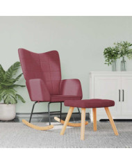 Chaise à bascule avec tabouret Rouge bordeaux Tissu | Mobilier & Déco