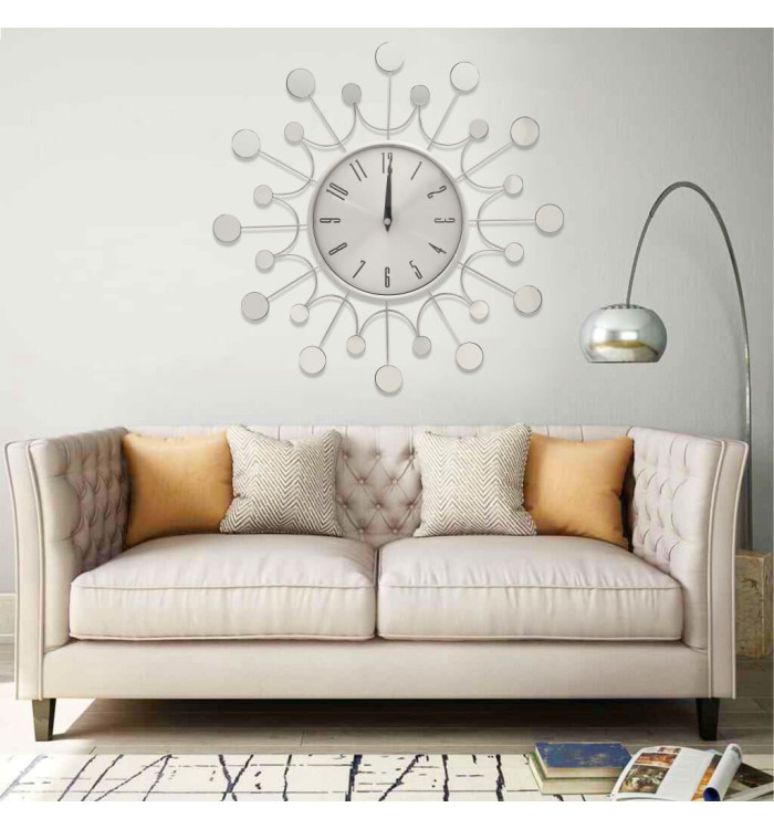 325165 Wall Clock Silver 40 cm Metal | Mobilier & Déco