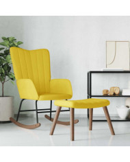 Chaise à bascule avec repose-pied Jaune moutarde Velours | Mobilier & Déco