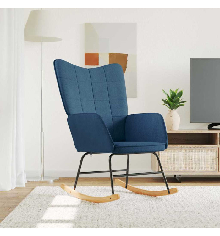 Chaise à bascule Bleu Tissu | Mobilier & Déco