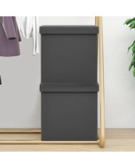Tabourets de rangement pliables lot de 2 gris PVC | Mobilier & Déco