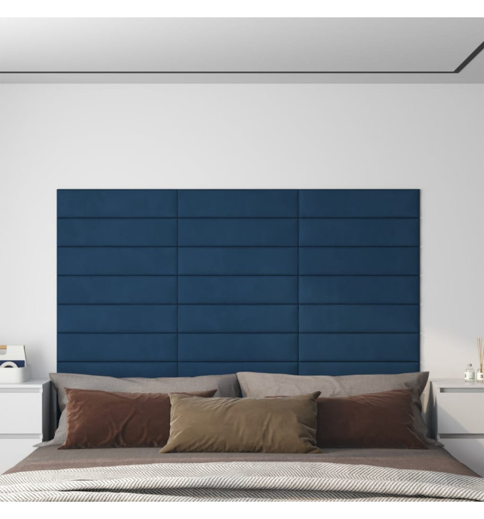 Panneaux muraux 12 pcs Bleu 60x15 cm Velours 1,08 m² | Mobilier & Déco