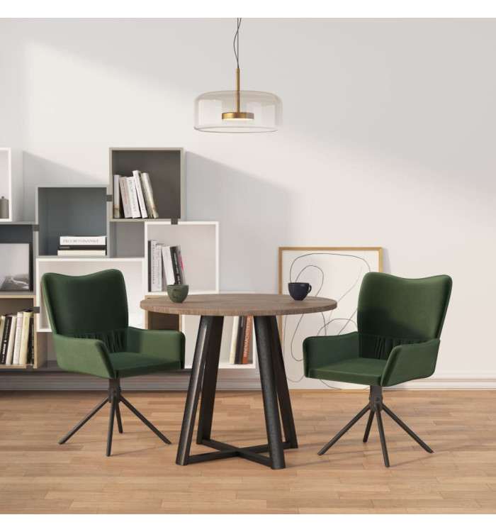 Chaises pivotantes à manger lot de 2 Vert foncé Velours | Mobilier & Déco