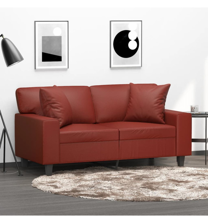 Coussins décoratifs lot de 2 Rouge bordeaux 40x40 cm Similicuir | Mobilier & Déco