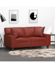 Coussins décoratifs lot de 2 Rouge bordeaux 40x40 cm Similicuir | Mobilier & Déco