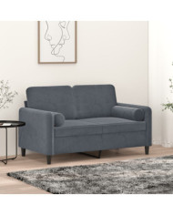 Coussins décoratifs lot de 2 Gris foncé Ø15x50 cm Velours | Mobilier & Déco