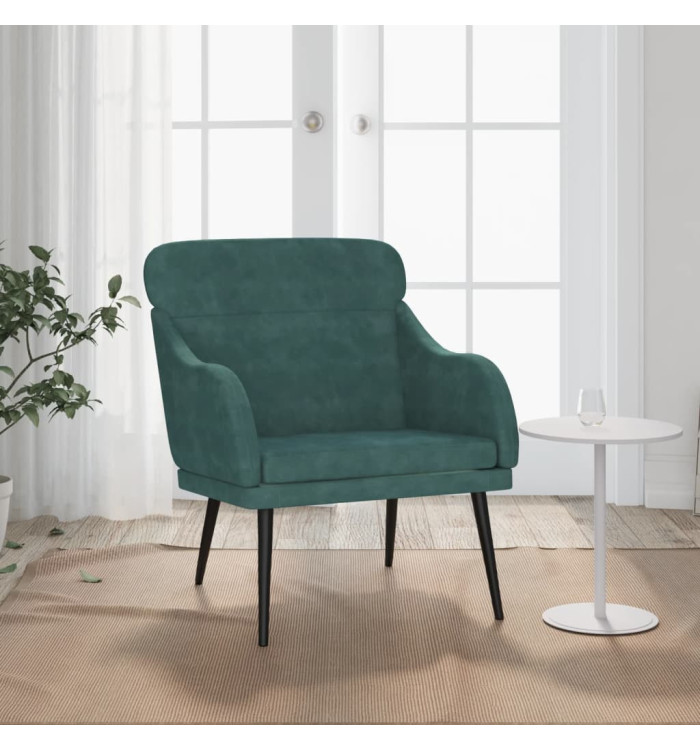 Fauteuil Vert foncé 63x76x80 cm Velours | Mobilier & Déco