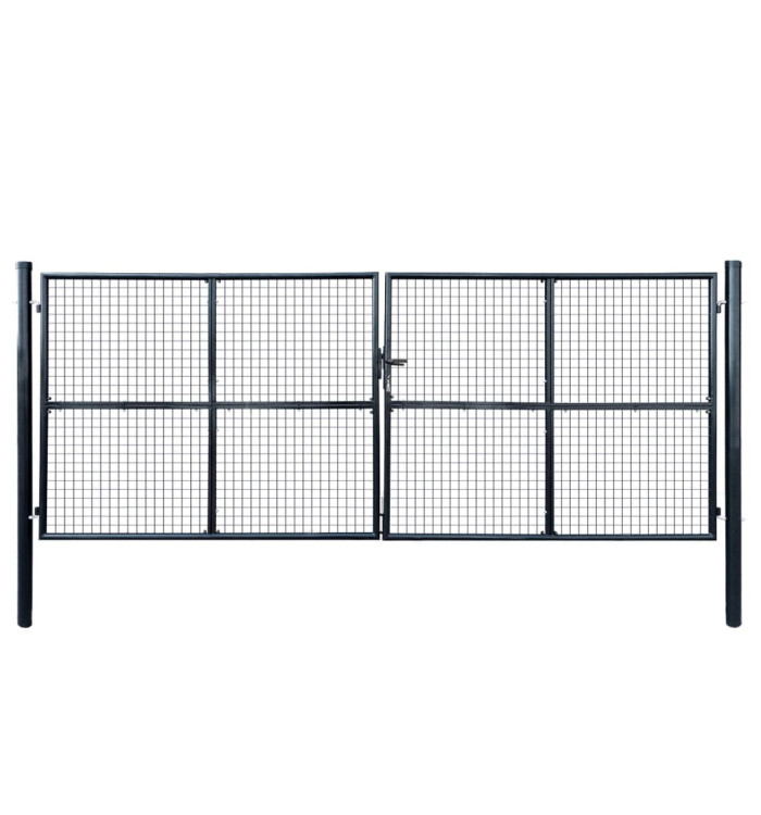 Portail en maille de jardin Acier galvanisé 400 x 150 cm Gris | Mobilier & Déco