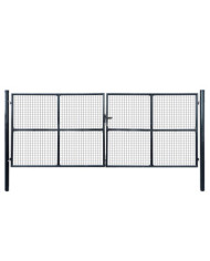 Portail en maille de jardin Acier galvanisé 400 x 150 cm Gris | Mobilier & Déco