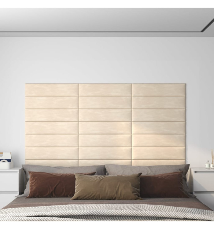 Panneaux muraux 12 pcs Crème 60x15 cm Velours 1,08 m² | Mobilier & Déco