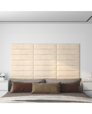 Panneaux muraux 12 pcs Crème 60x15 cm Velours 1,08 m² | Mobilier & Déco