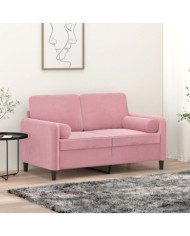 Coussins décoratifs lot de 2 Rose Ø15x50 cm Velours | Mobilier & Déco