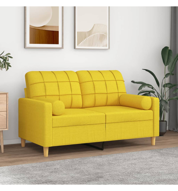 Coussins décoratifs lot de 2 Jaune clair Ø15x50 cm Tissu | Mobilier & Déco