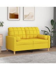Coussins décoratifs lot de 2 Jaune clair Ø15x50 cm Tissu | Mobilier & Déco