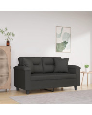 Coussins décoratifs lot de 2 Gris foncé Tissu microfibre | Mobilier & Déco