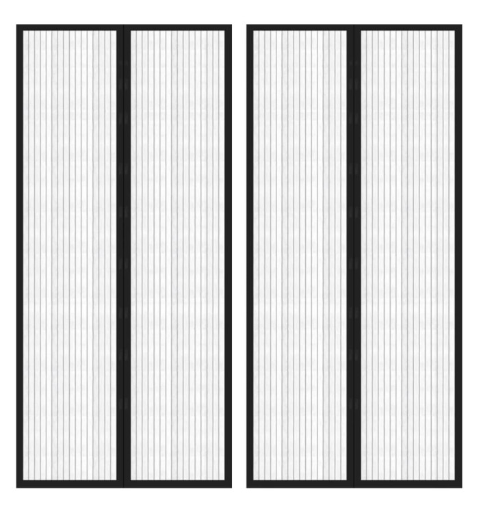 Rideaux de porte anti-insectes 2 pcs avec aimants noir 210x90cm | Mobilier & Déco