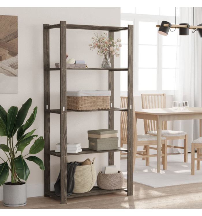 Support de rangement à 5 niveaux gris 80x38x170 cm bois de pin | Mobilier & Déco