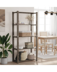Support de rangement à 5 niveaux gris 80x38x170 cm bois de pin | Mobilier & Déco
