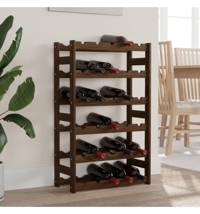 Casier à bouteilles pour 30 bouteilles marron bois pin solide | Mobilier & Déco