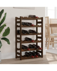 Casier à bouteilles pour 30 bouteilles marron bois pin solide | Mobilier & Déco